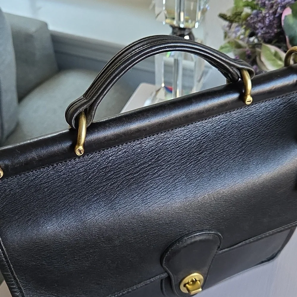 Coach Black Leather Top Handle Satchel with Gold Hardware…1994 ..